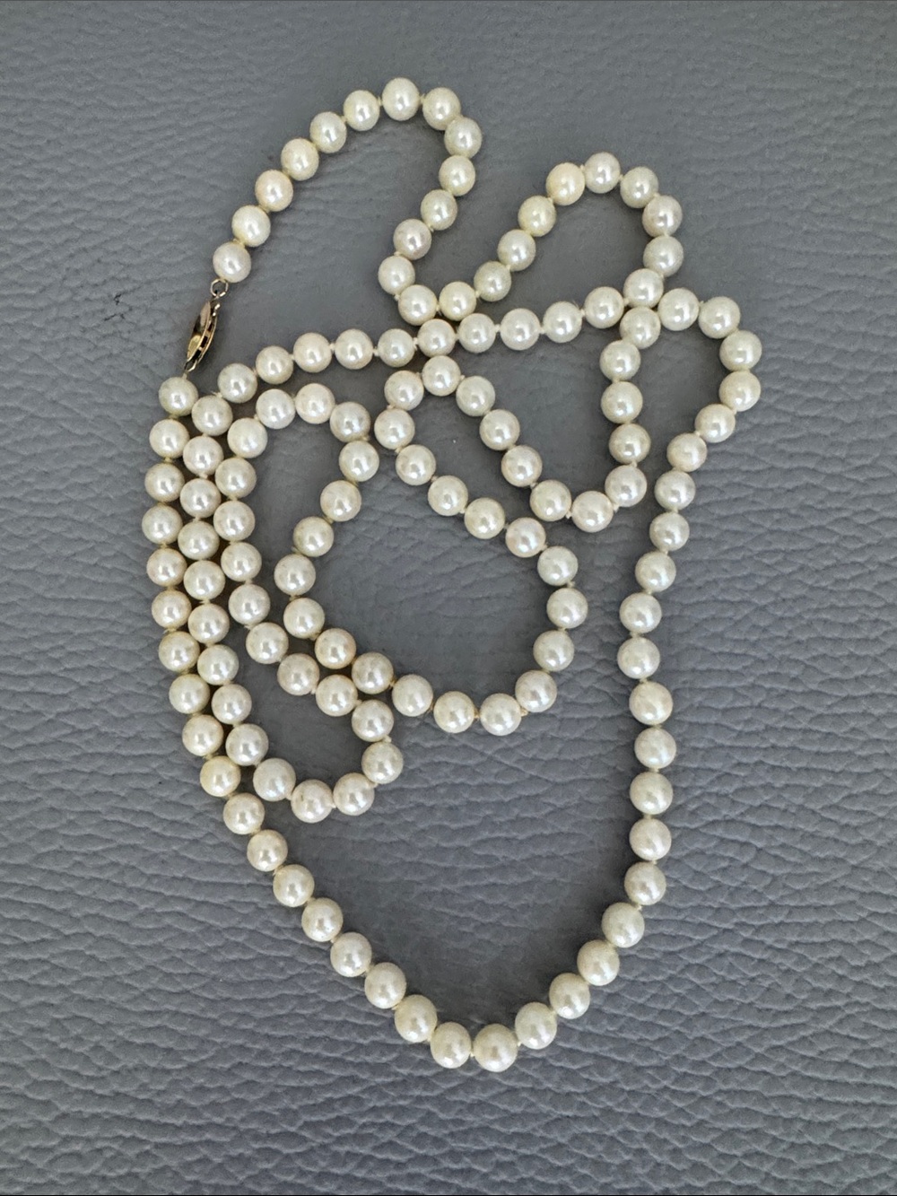CLASSIC GENUINE 14K GOLD WHITE PEARL 36” STRAND NECKLACE